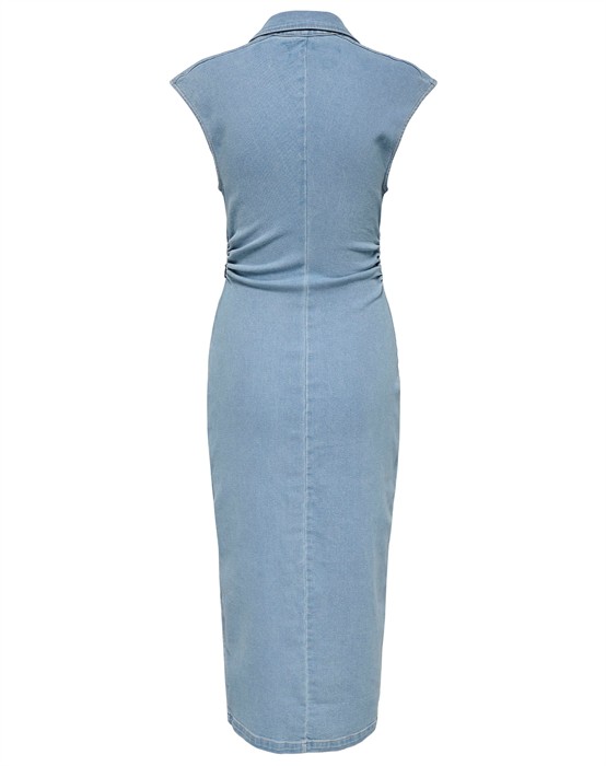 OnlBabe Capsleeve Midi Kjole - Light Blue Denim
